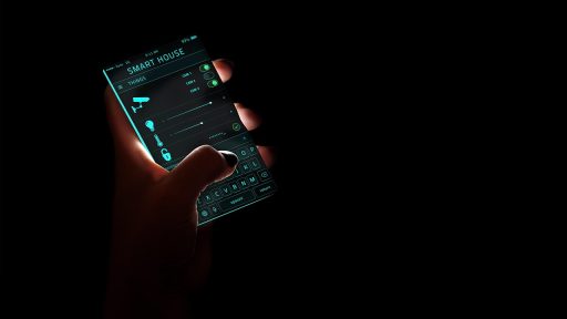 Energiemonitor app op smartphone met verbruiksgrafiek op het scherm