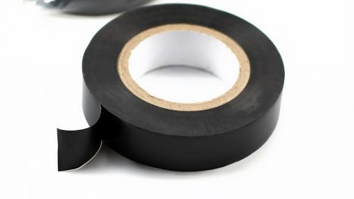 Roll of black electrical tape on white background